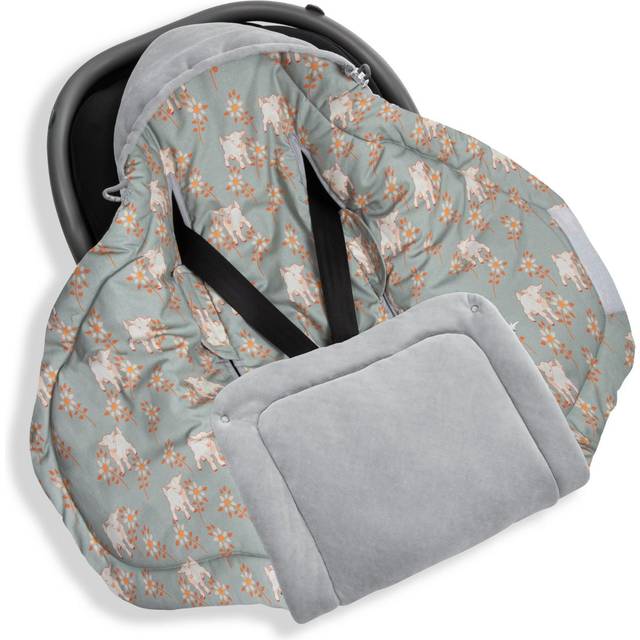 Car Seat Wrap/Blanket Vintage Animals Sky_Blue blå