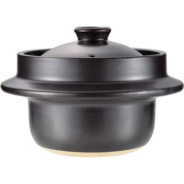 Pearl Metal Porridge Rice 2 Microwave Rice Cooker with Ajiwai Pot, Cups, Safe, Recipe, L-1805 black