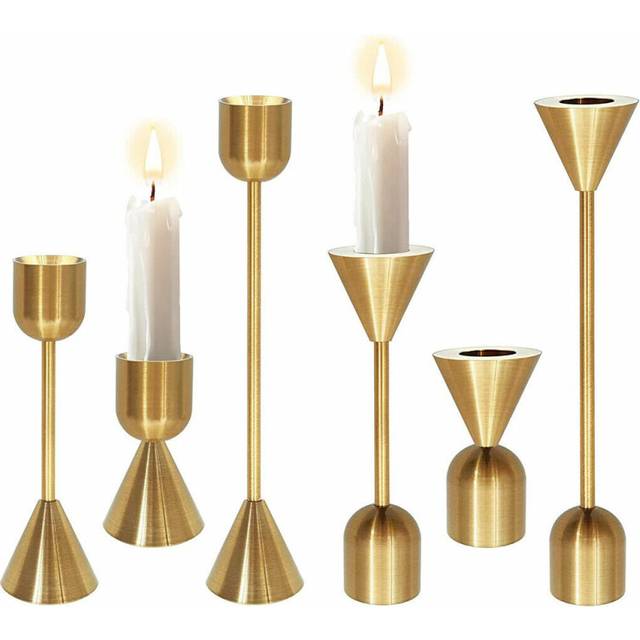 Set of 3 Brass Gold Candlestick Holder Vintage Wedding Candle Stick Holders kit