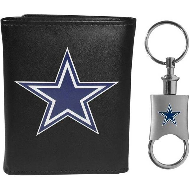 Siskiyou FLTR055KPV Male NFL Dallas Cowboys Leather Tri-fold Wallet & Valet Key Chain