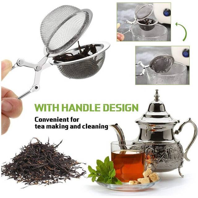 6Pcs Tea Infuser Loose Leaf Tea Snap Ball Tea Strainer Spoon Stainless Steel Tea Filter Steeper with Handle