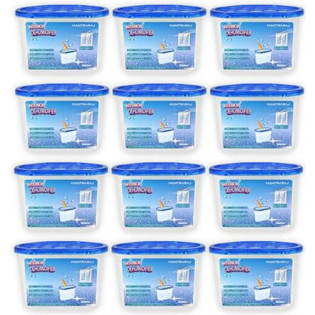 500ml Interior Dehumidifier Disposable Pack Of 12 Moisture Absorber Dehumidifiers for Damp, Mould, Moisture in Home, Kitchen, Wardrobe, Bedroom,