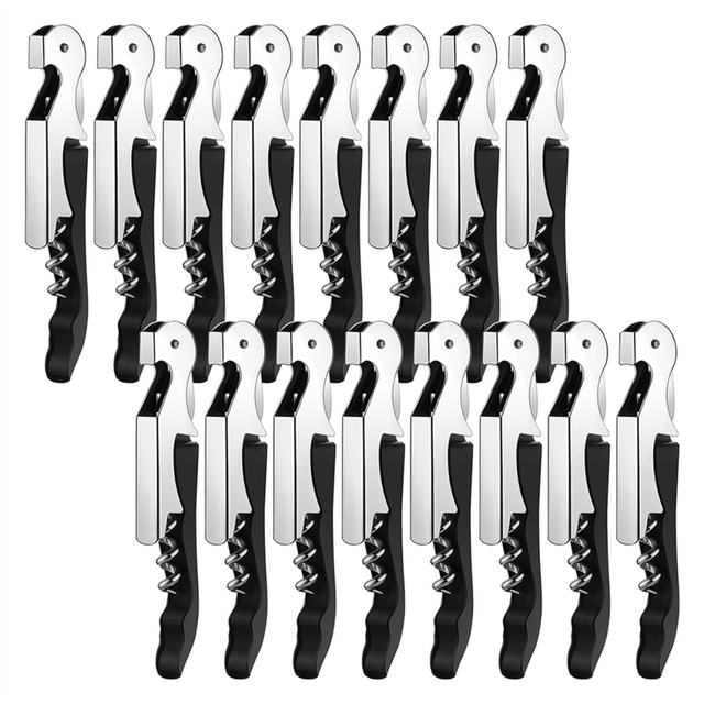 16 Pieces Wine Keys Opener Black Travel Corkscrew Waiter Beer Bottle