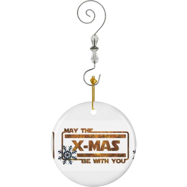 (May The X-Mas Be With You - Christmas-8857) Christmas Ornaments Ceramic Charm with Hook Crystal Handmade Xmas Tree Decorations KeepsakeÂStocking Stu