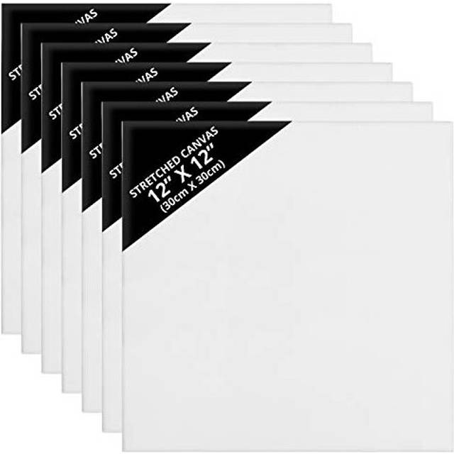 Belle Vous Blank Canvas (7 Pack) - 30 x 30cm (12 x 12 inches) - Pre Stretched Square Canvas Panel Boards - Suitable for Acrylic and Oil Painting