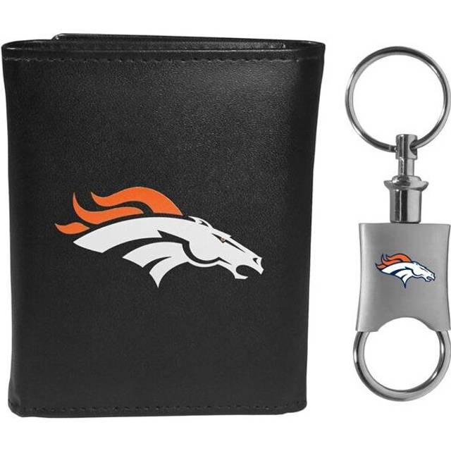 Siskiyou FLTR020KPV Male NFL Denver Broncos Leather Tri-fold Wallet & Valet Key Chain