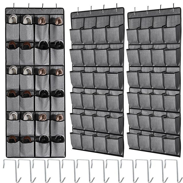 Over the Door Shoe Organizer Rack with 24 Fabric Pockets