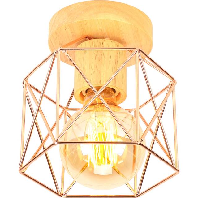 Modern Ceiling Lights Vintage Ceiling Light Retro Chandelier Metal Cage Lampshade for Cafe Hallway Bedroom Kitchen Living Room Rose Gold