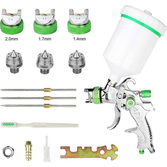 (As show, One size) Hvlp Professional 600cc Paint Spray Gun With 3 Nozzles 1.4mm 1.7mm 2.0mm, Hvlp Gravity Feed Air Spray Gun Car Furniture