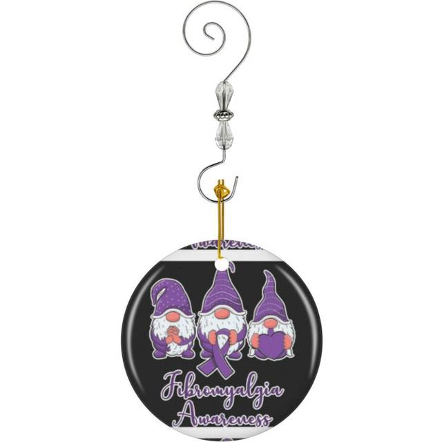 (Peace Hope Love Gnomes Purple Ribbon-5176) Christmas Ornaments Ceramic Charm with Hook Crystal Handmade Xmas Tree Decorations KeepsakeÂStocking Stuf