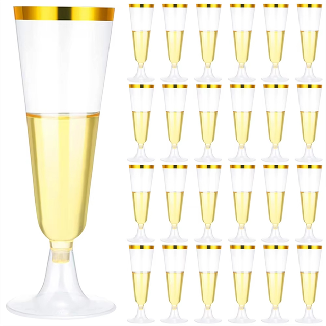 25Pcs 150ml Disposable Champagne Flutes Clear
