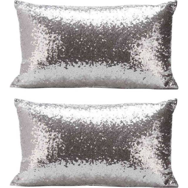 2X Rectangle Pillowcase,Solid Color Glitter Sequins Throw Pillow Case