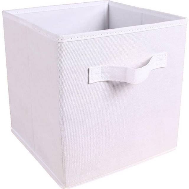 Large Capacity Foldable Storage Box Collapsible Non Woven Fabric Saving Space Storage Box for Household-White