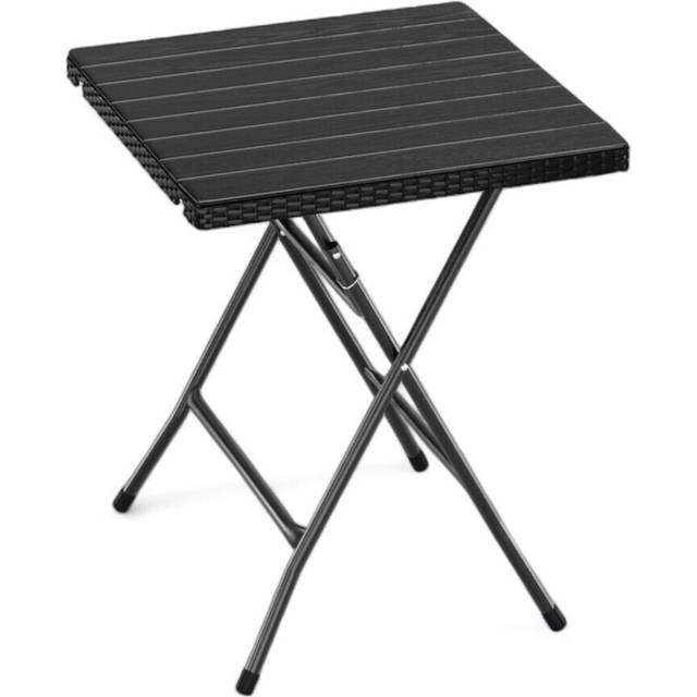 (60cm) Black Rattan Design Square Folding Table