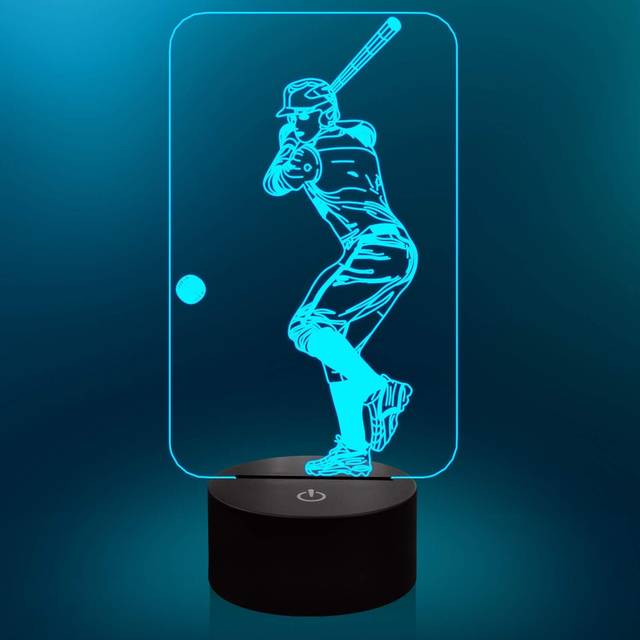 Baseball Night Light,3D Lamp 7 Colors Change with Smart Touch Control Kids Night Light Optical Illusion Lamps for Boys Girls Baseball Sport Gift