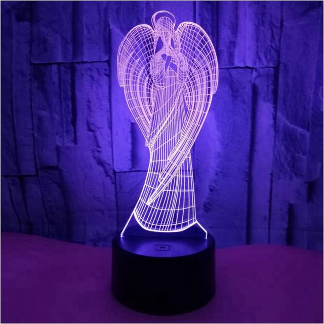 Angel 7 Colorful Touch LED Night Light 3D Illusion Atmosphere Desk Lamp Kids Baby Kids Gift Bedside Bedroom