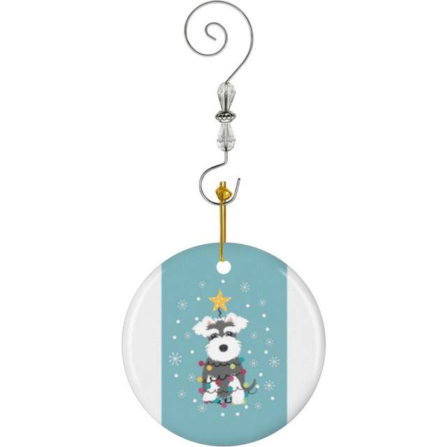 (Salt And Pepper Miniature Schnauzer Christmas Tree-7916) Christmas Ornaments Ceramic Charm with Hook Crystal Handmade Xmas Tree Decorations KeepsakeÂ