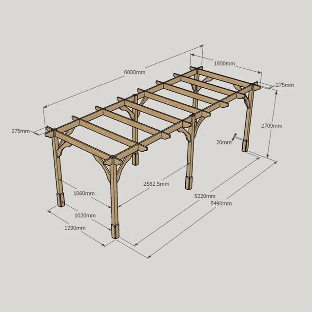 (Light Green, 6m - 6 Post) Premium Pergola - 1.8m Width