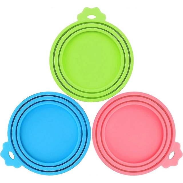 (As show, One size) Pet Food Can Covers 3 Pack Silicone Can Lids Caps For Dog Cat Wet Food,universal Size Fit Most Standard Size Canned Dog And Cat Fo