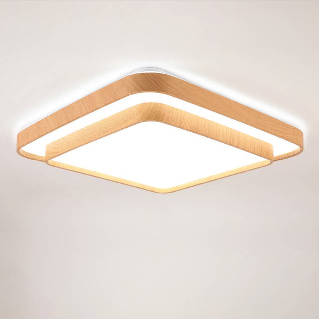 Modern Ceiling Light 6000K Square Wooden Ceiling Lamp Indoor Ceiling Light Led Ceiling Lamp for Bedrooms,Living Rooms,Hallways