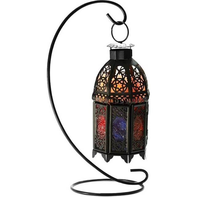 (Black) Iron Frame Natural Crystal Salt Rock Lamp Air Purifier Desk Night Light