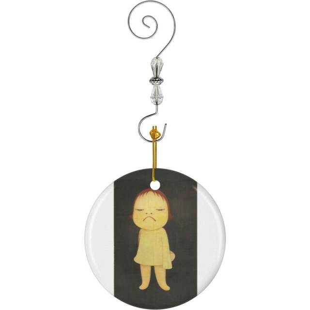 (Vintage YOSHIMOTO NARA Angry Baby Girl, Upset-9953) Christmas Ornaments Ceramic Charm with Hook Crystal Handmade Xmas Tree Decorations KeepsakeÂStoc