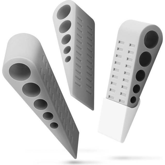 Door Stopper (3 Pack), Fosmon Heavy Duty Wedge Rubber Slip Resistant Door Stop with Holders for All Floor Surfaces