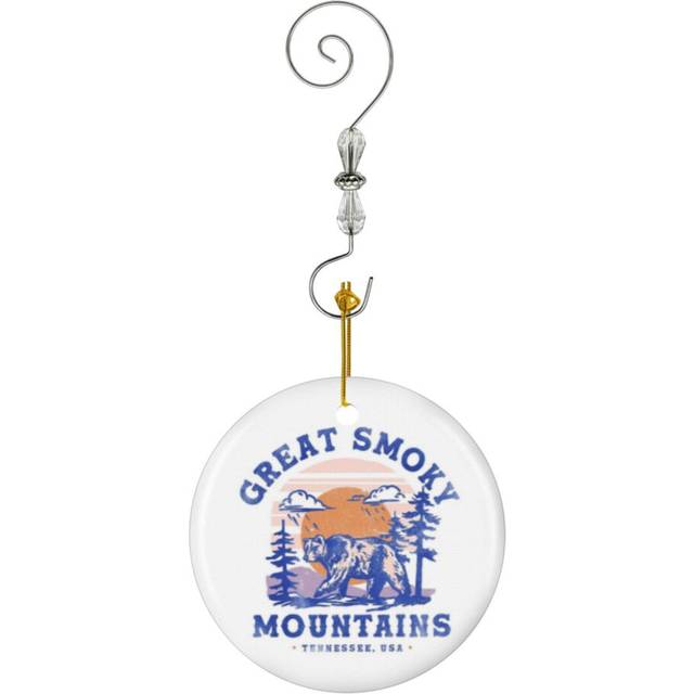 (Great Smoky Mountains National Park, Tennessee' Cool Retro Travel Art-10469) Christmas Ornaments Ceramic Charm with Hook Crystal Handmade Xmas Tree D