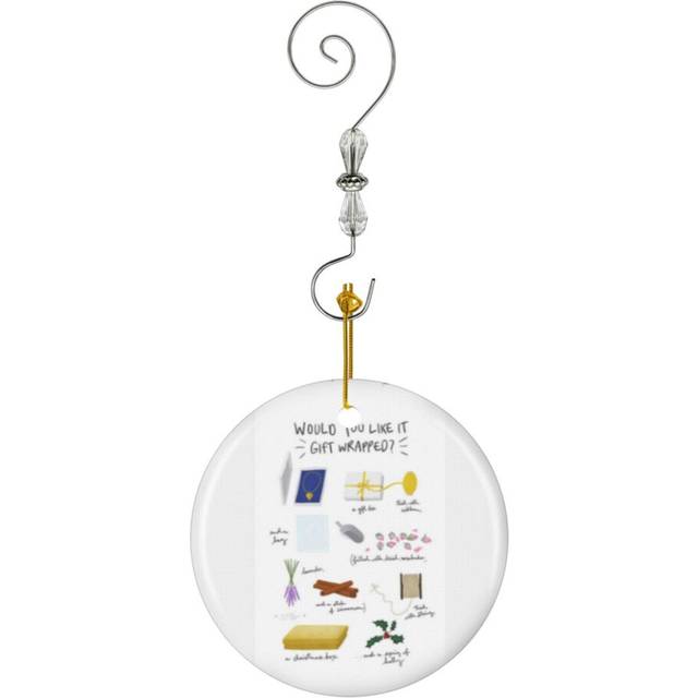 (Love Actually - Would You Like It Gift Wrapped Black Ink-7575) Christmas Ornaments Ceramic Charm with Hook Crystal Handmade Xmas Tree Decorations Kee