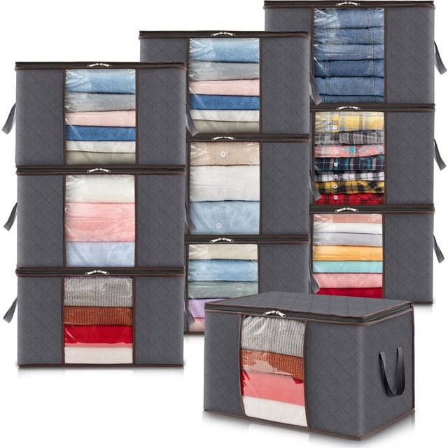 Lifewit 10 Pack Clothes Storage Bags, Foldable Storage Box Moving Bags Wardrobe Storage Organiser Packing Boxes for Moving House with Clear Window for