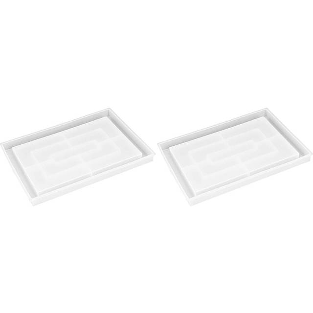 2X Resin Mold Silicone, Rectangle Rolling Tray Molds for Epoxy Resin, Resin Serving Board Mold with Edges