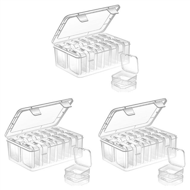 42X Small Storage Box with Lid Plastic Clear Container Empty Mini Organiser