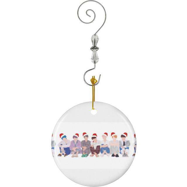 (Bangtan Christmas Greetings Boy With Luv-2638) Christmas Ornaments Ceramic Charm with Hook Crystal Handmade Xmas Tree Decorations KeepsakeÂStocking