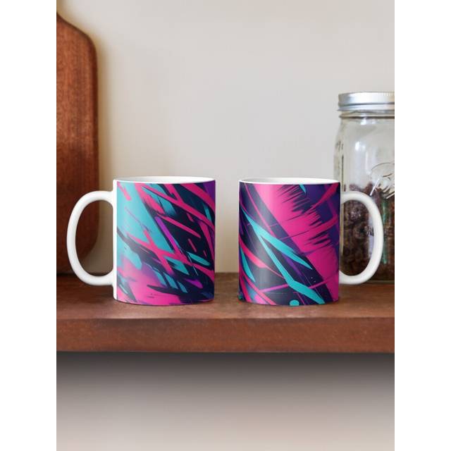 (Retro Synthwave Abstract Art-4689) Coffee Mugs 11oz Sol LeWitt Ceramic Mug Cute Novelty Christmas Gifts