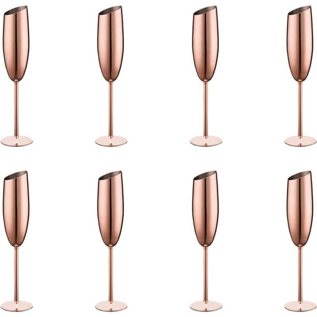 Set of 8 Stainless Steel Champagne Wine Flutes Glasses Rose Gold Unbreakable Shatterproof