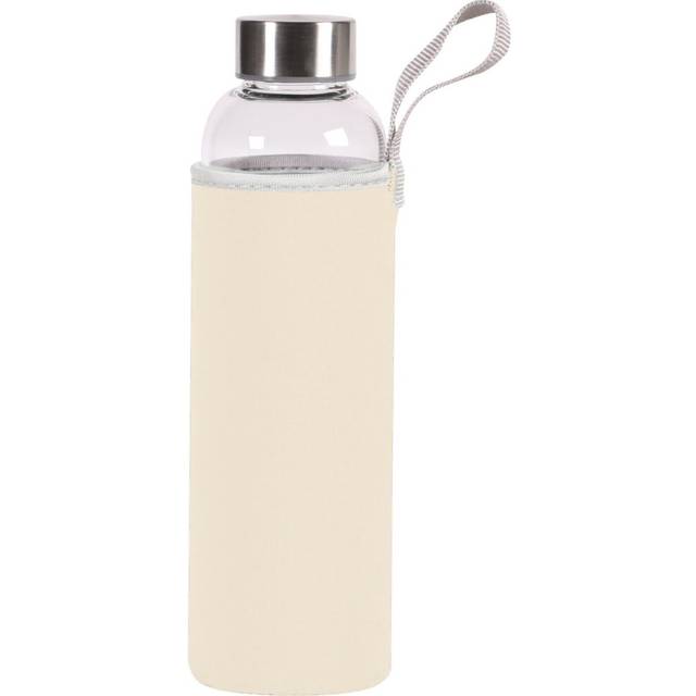 (Cream) Glass Water Bottle 550ml Drinking Sports Gym