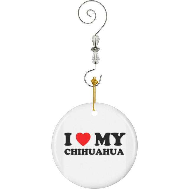 (I Love My Chihuahua Heart Dog Gift_2160) Christmas Ornaments Ceramic with Crystal Hook Xmas Handmade Tree Decorations KeepsakeÂGifts Stocking Stuffe