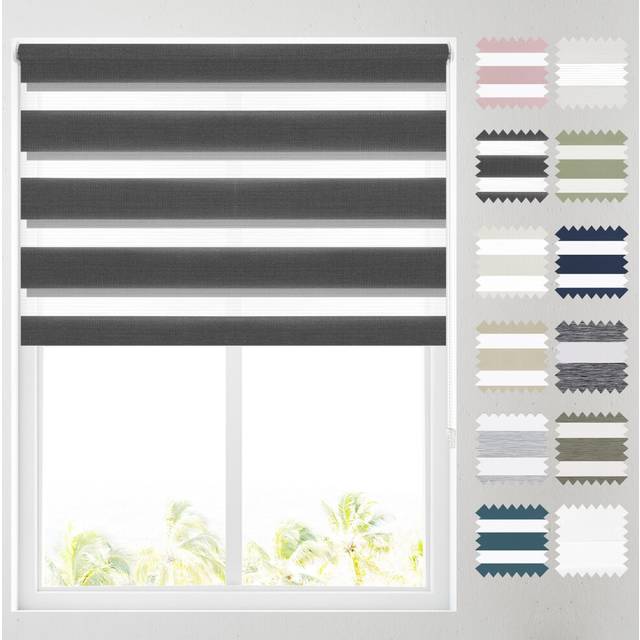 (Grey, 91.5cm (3ft)) Day and Night Roller Blinds - Various Colours & Designs - FREE CUT TO SIZE