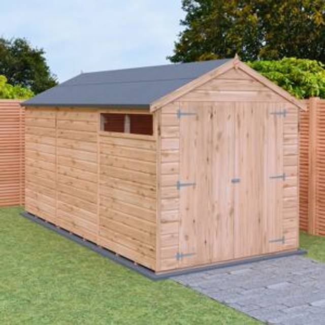 Shire Langley 12 ft x 6 ft Shiplap Double Door Shed, Brown