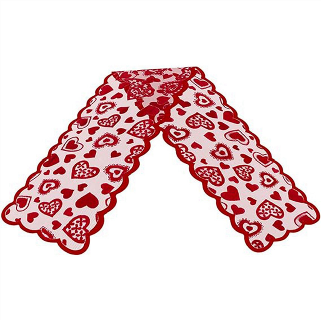 Valentines Day Decor Table Runner, 13 x 72 Inch Red Lace Runner