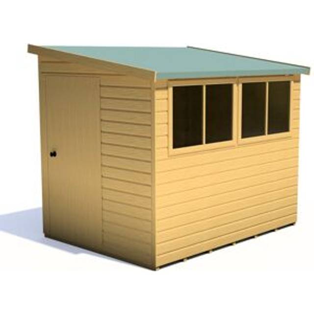 8x6 Shire Norfolk Professional Pent Shed - 8x6 Shire Norfolk Premium Pent Shed in Shiplap Tongue and Groove - Door on right of gable