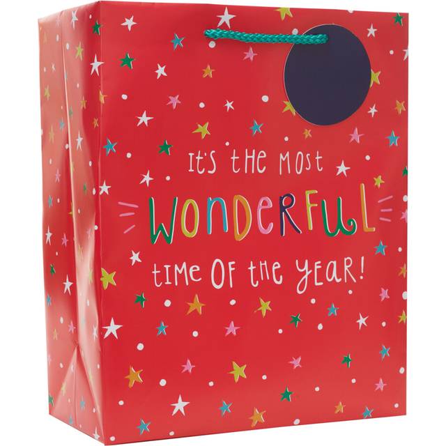 Wonderful Time Large Christmas Gift Bag Festive Xmas Gift Wrap Gifting Accessory