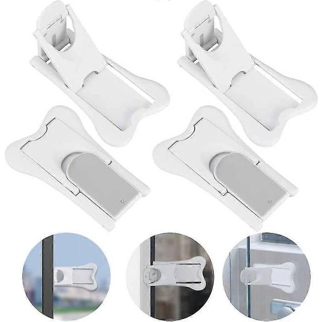 (As show, One size) 4 Pcs Baby Sliding Door Stopper Adhesive Child Window Child Safety Without Drilling Baby Safety Lock Door Stopper