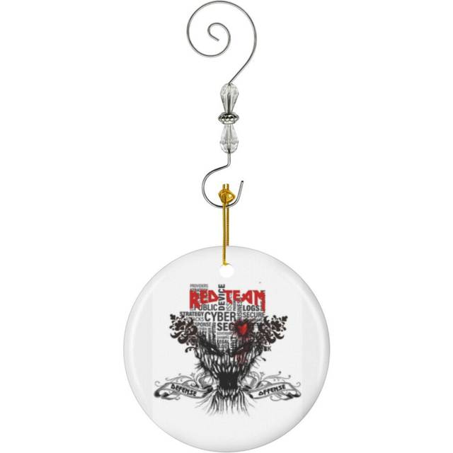 (Red Team - Offense By Defense - Skull - Metal-7908) Christmas Ornaments Ceramic Charm with Hook Crystal Handmade Xmas Tree Decorations KeepsakeÂStoc