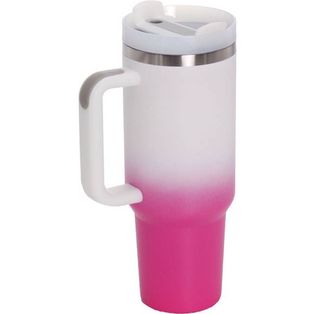 (White powder) Stainless Steel Tie Dye Thermal Water Bottle Coffee Straw Cup 40 Oz Tumbler with Handle Drinkware Travel Car Mug Thermos Bottle