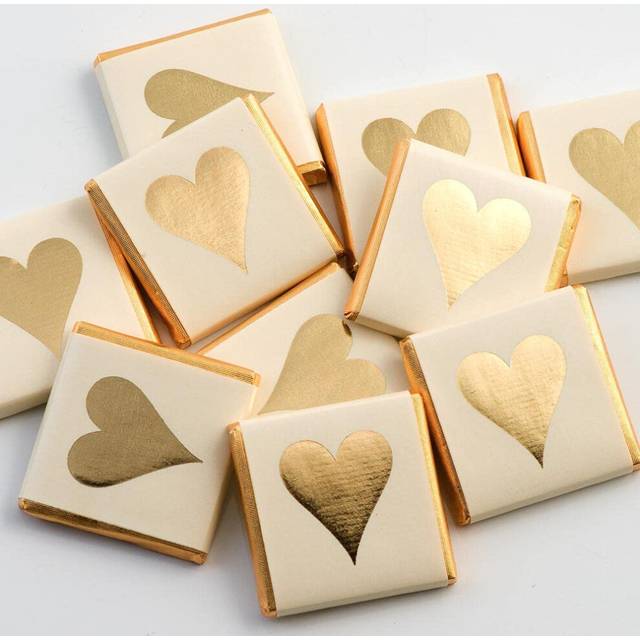 Gold Heart Wedding Chocolate Neapolitans (25 Chocolates)