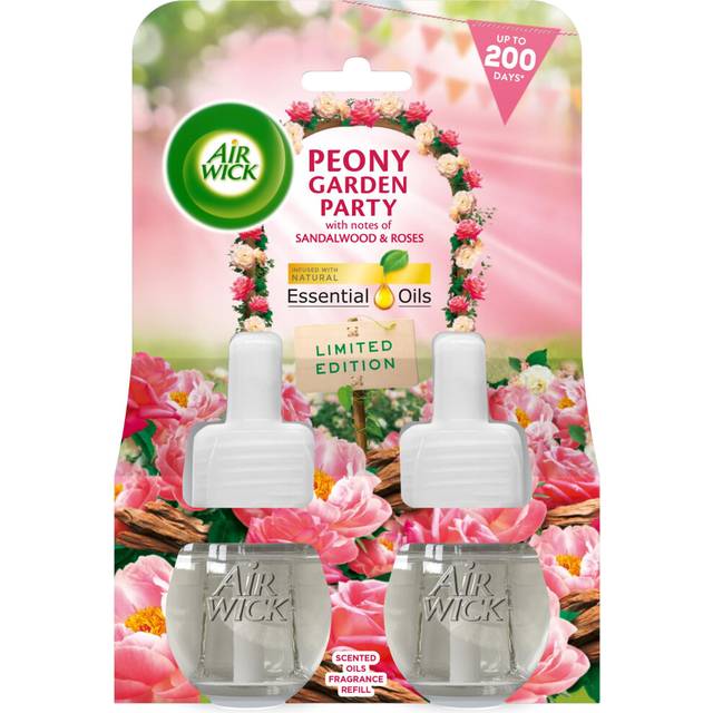 Air Wick Plug in Diffuser Twin Refill, Peony Garden Party, Pack 2 x 19ml, Long Lasting Fragrance, Lasts up to 200 days, Plug in Air freshener