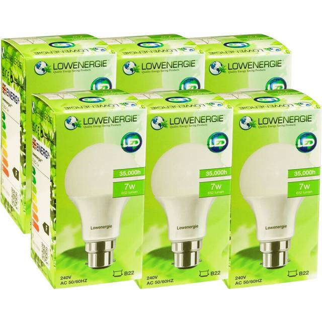 (6 Pack) Lowenergie A60 LED Bulb 7w B22 3000K