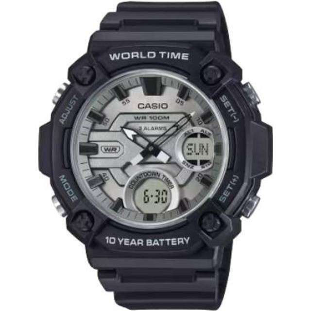 Casio Standard Analog Digital Resin Strap Silver Dial Quartz AEQ-120W-7AV 100M Men&#39;s Watch