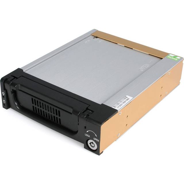 StarTech.com 5.25 in Rugged SATA Hard Drive Mobile Rack Drawer - Aluminum Removable Hard Drive Bay (DRW150SATBK) Black